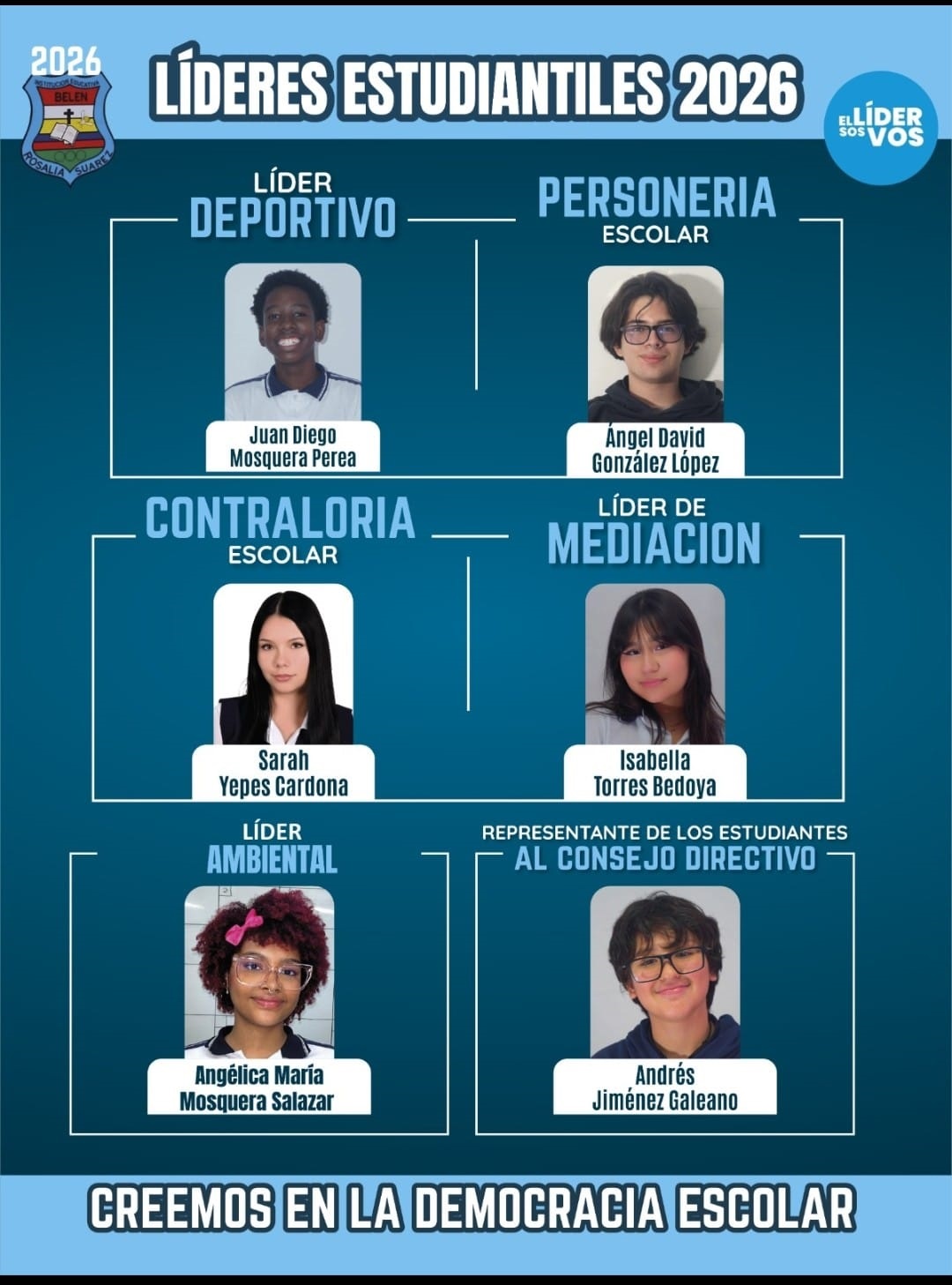 Lideres Estudiantiles en el momento en que se conocen los resultados electorales